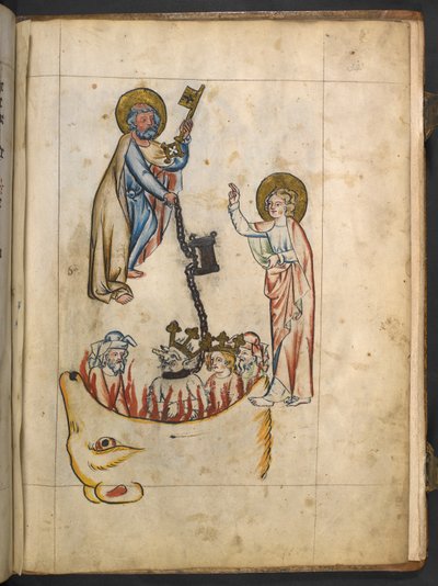 Angel holding the key to a bottomless pit, illustration from 