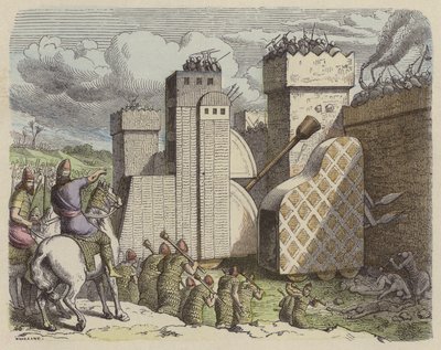 An Assyrian army besieging a city by German School
