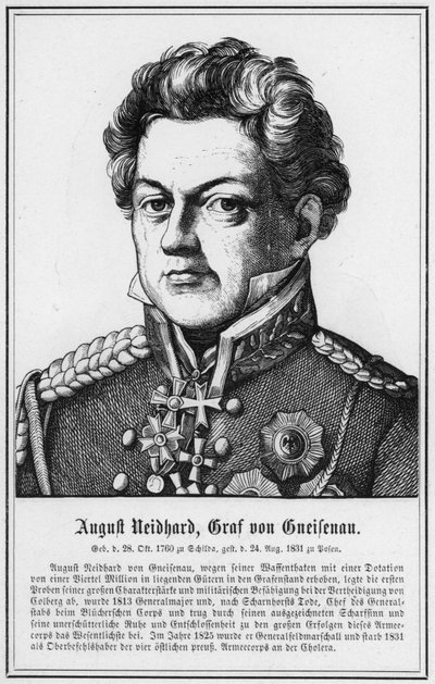 August Neidhardt, Count of Gneisenau (engraving) by German School