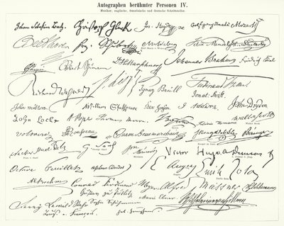 Autographs of Famous People: Composers, Musicians and English, French and German Writers by German School