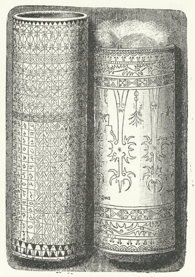 Bamboo Canes from Sumatra Decorated with Rejang Script (engraving) by German School