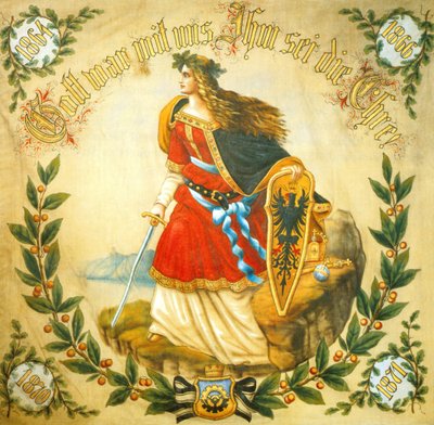 Banner with the image of Germania, symbol of a united Germany, c.1918 by German School