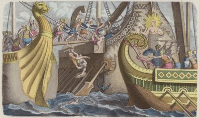 Boarding a Galley during a Sea Battle in Roman Times by German School