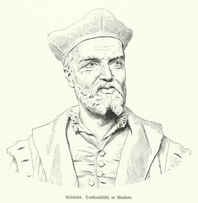 Bust of French author Francois Rabelais in Meudon, France by German School