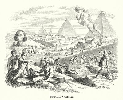 Construction of the Pyramids, Ancient Egypt by German School