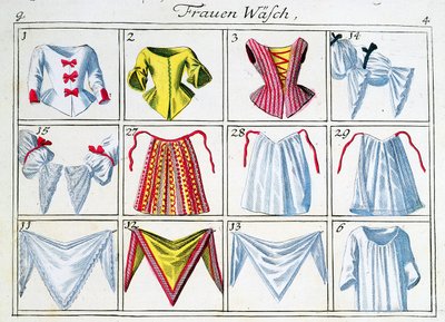 Corsets and undergarments, from a series on womens clothing by German School