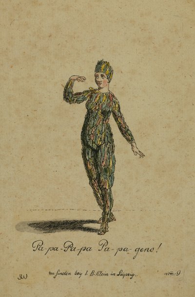 Costume Design for the Role of Papageno in the Opera The Magic Flute by Wolfgang Amadeus Mozart by German School