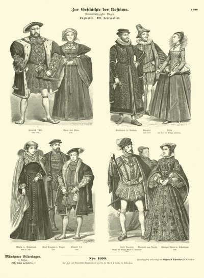 Costumes of English and Scottish Royalty and Nobility, 16th Century by German School