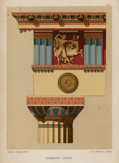 Doric entablature, ancient Greek architecture by German School