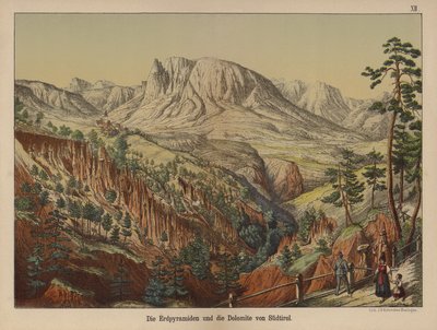 Earth pyramids and the Dolomite Mountains, South Tyrol by German School