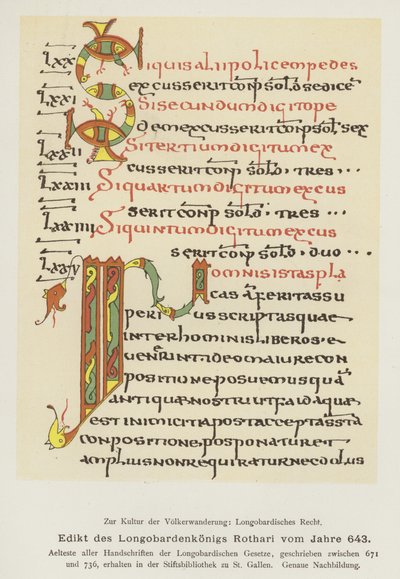 Edict of Rothari, King of the Lombards, 643 by German School