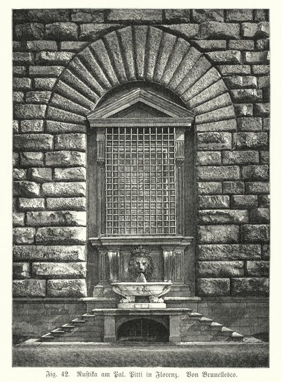 Example of Rustification, by Filippo Brunelleschi, Palazzo Pitti, Florence, Italy by German School
