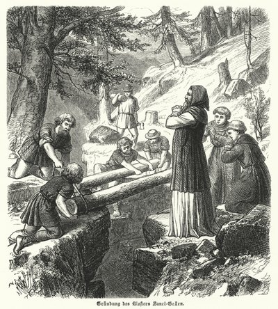 Foundation of the Abbey of St Gall, Switzerland, 8th Century by German School