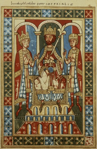 Frederick I with His Two Sons King Henry VI and Duke Frederick, c.1180 by German School