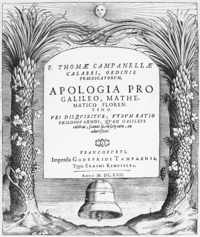 Frontispiece to Apologia pro Galileo, Mathematico Florentino by Tommaso Campanella, published in Frankfurt, 1622 by German School