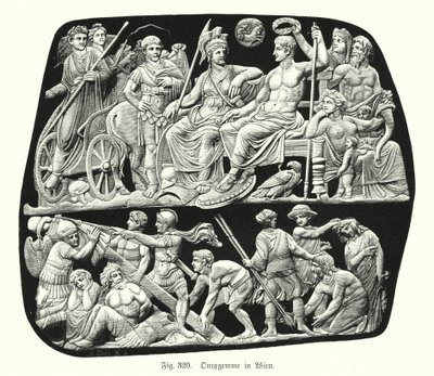 Gemma Augustea, ancient Roman onyx relief cameo engraved gem by German School