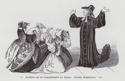 German cartoon on the gullibility of women by German School