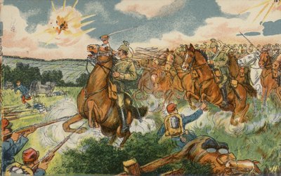 German Cavalry Under the Command of Crown Prince Wilhelm Attacking French Troops Near Longwy, France, World War I by German School