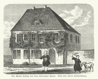 German philosopher and dramatist Gotthold Ephraim Lessing outside his father