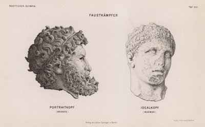 Heads from Statues of Boxers Excavated at Olympia, Greece by German School