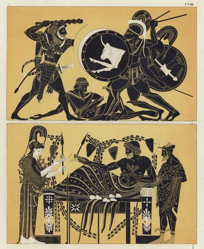 Hercules Fighting Geryon and Geryon with Athena and Dionysos by German School