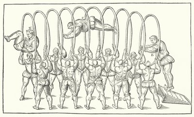 Jumping Through Hoops (engraving) by German School