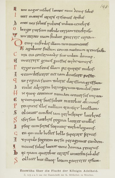 Manuscript Written by Hrotswitha of Gandersheim Describing the Escape of Queen Adelheid by German School