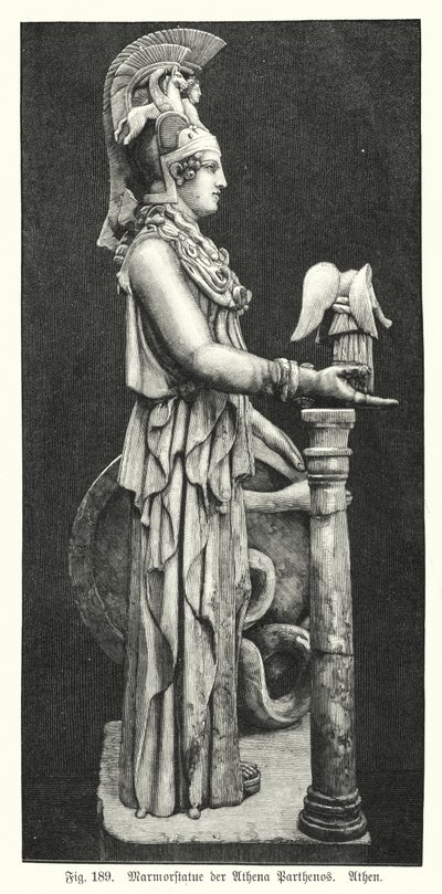Marble statue of the Ancient Greek goddess Athena, from the Parthenon, Athens by German School