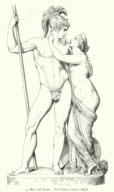 Mars and Venus, Marble Sculpture by Italian Neoclassical Sculptor Antonio Canova by German School