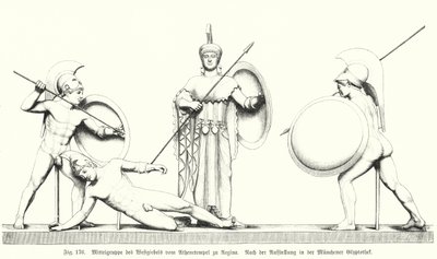 Middle Group from the West Pediment of the Ancient Greek Temple of Athena on the Island of Aegina by German School