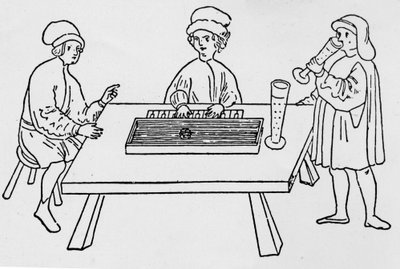 One of the first drawings representing a Clavichord. Weimar 15th century by German School