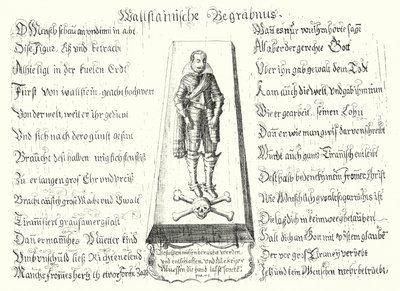 Pamphlet issued in memoriam of the assassinated Bohemian military leader Albrecht von Wallenstein by German School