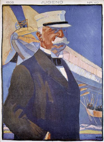 Portrait of Zeppelin in Front of an Airship - in 