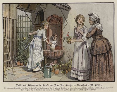 Princesses Louise and Frederica of Mecklenburg-Strelitz at the House of Frau Goethe in Frankfurt by German School