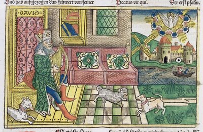 Psalms: frontispiece showing King David playing the lyre, from the Nuremberg Bible by German School