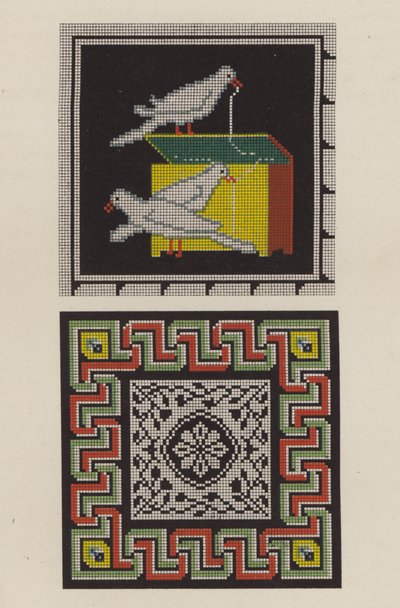 Reproduction of a floor mosaic from Pompeii as a piece of embroidery by German School