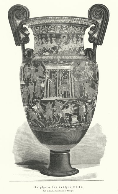 Richly decorated Greek amphora by German School