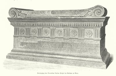 Sarcophagus of Roman Soldier and Consul Lucius Cornelius Scipio Barbatus in the Vatican, Rome by German School