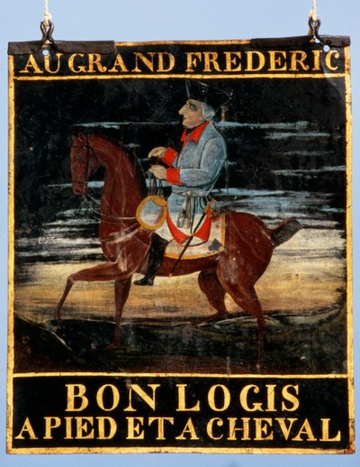Signpost with Frederick the Great on Horseback for the Inn Le Cadiot by German School
