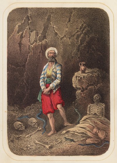 Sinbad the Sailor in a scene from One Thousand and One Nights by German School
