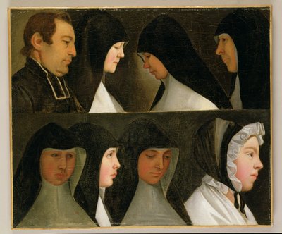 Study of Nuns, a Novice and an Abbot by German School