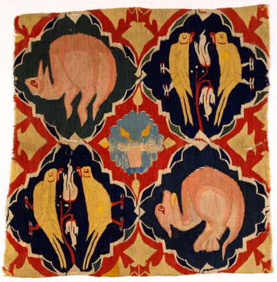 Tapestry Fragment Depicting Birds and Beasts, from Franconia or Upper Rhine by German School