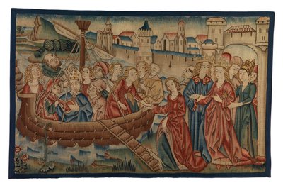 Tapestry Panel Depicting the Meeting of St Ursula and Prince Artherius in Mayence, from Middle Rhineland, End of 15th Century by German School