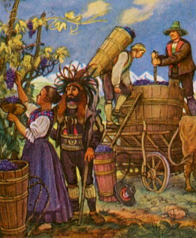Tyrolean Grape Harvest by German School