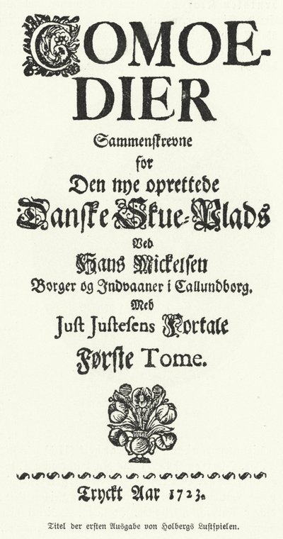 Title Page of Danish-Norwegian Playwright, Philosopher and Historian Ludvig Holberg