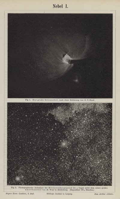 Views of the Orion Nebula and the Milky Way in the area of Deneb by German School