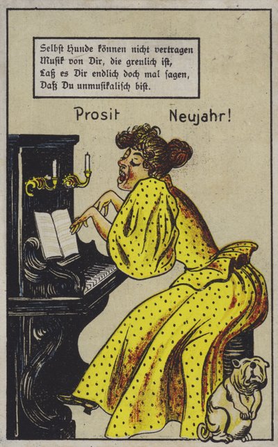 Woman Playing the Piano to the Disquiet of a Dog by German School