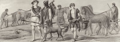 Work and occupations in Ancient Greece (Illustration for Bilder-Atlas) by German School