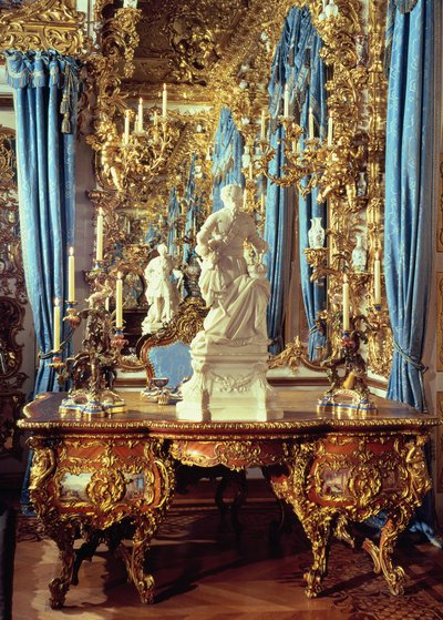Writing table and statue of Louis XV in the Mirror Room by German School