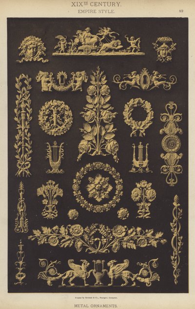 19th Century, Empire Style, Metal Ornaments by German School